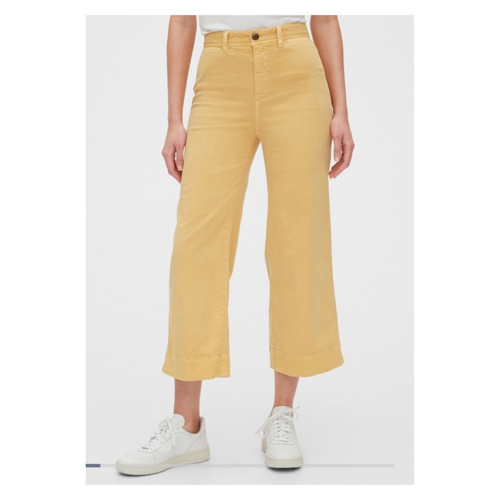 Gap High Rise Wide Leg Crop Pants in Yellow Sun